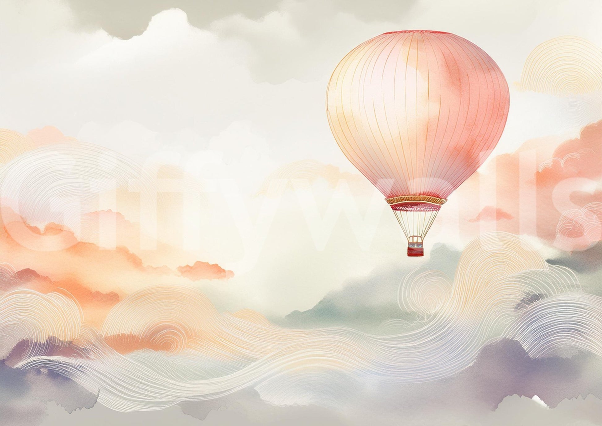 Elegant Balloon Ride Wall Mural for Soft, Dreamy Vibes

