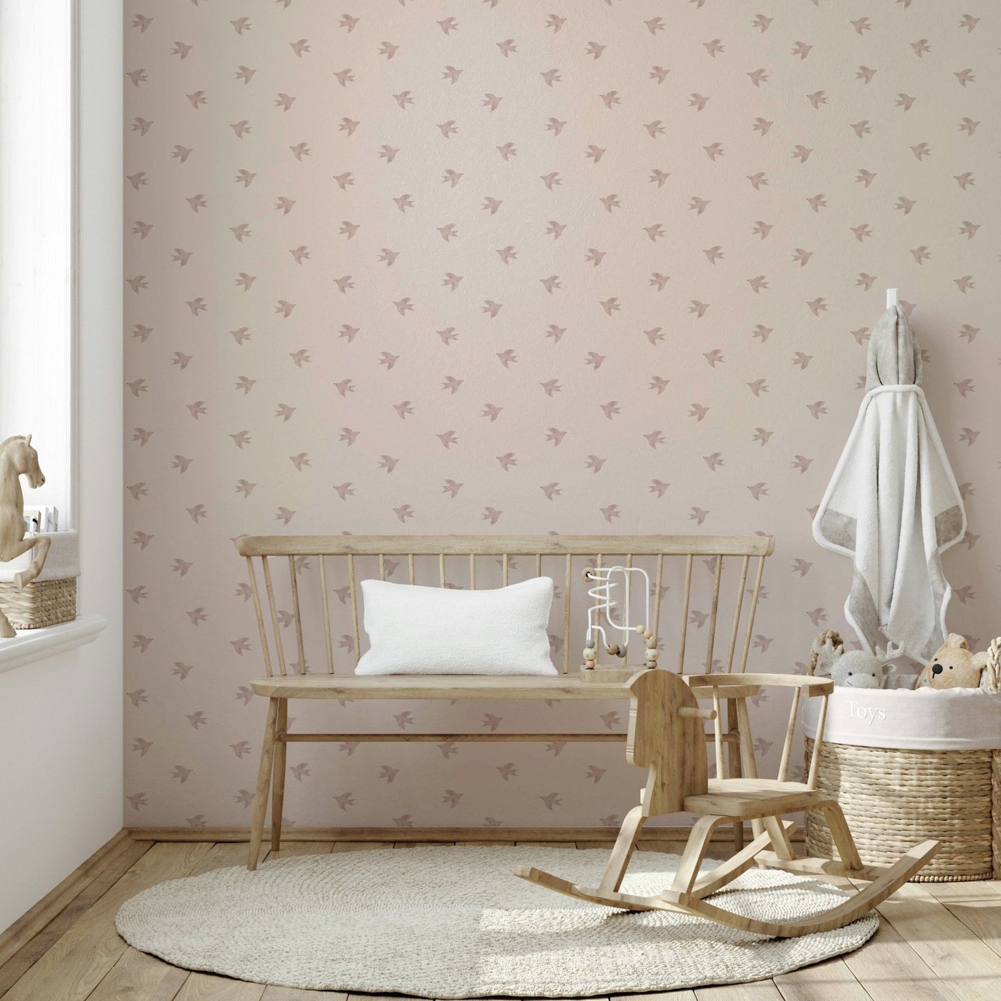 Graceful flying birds on a blush pink background GD533

