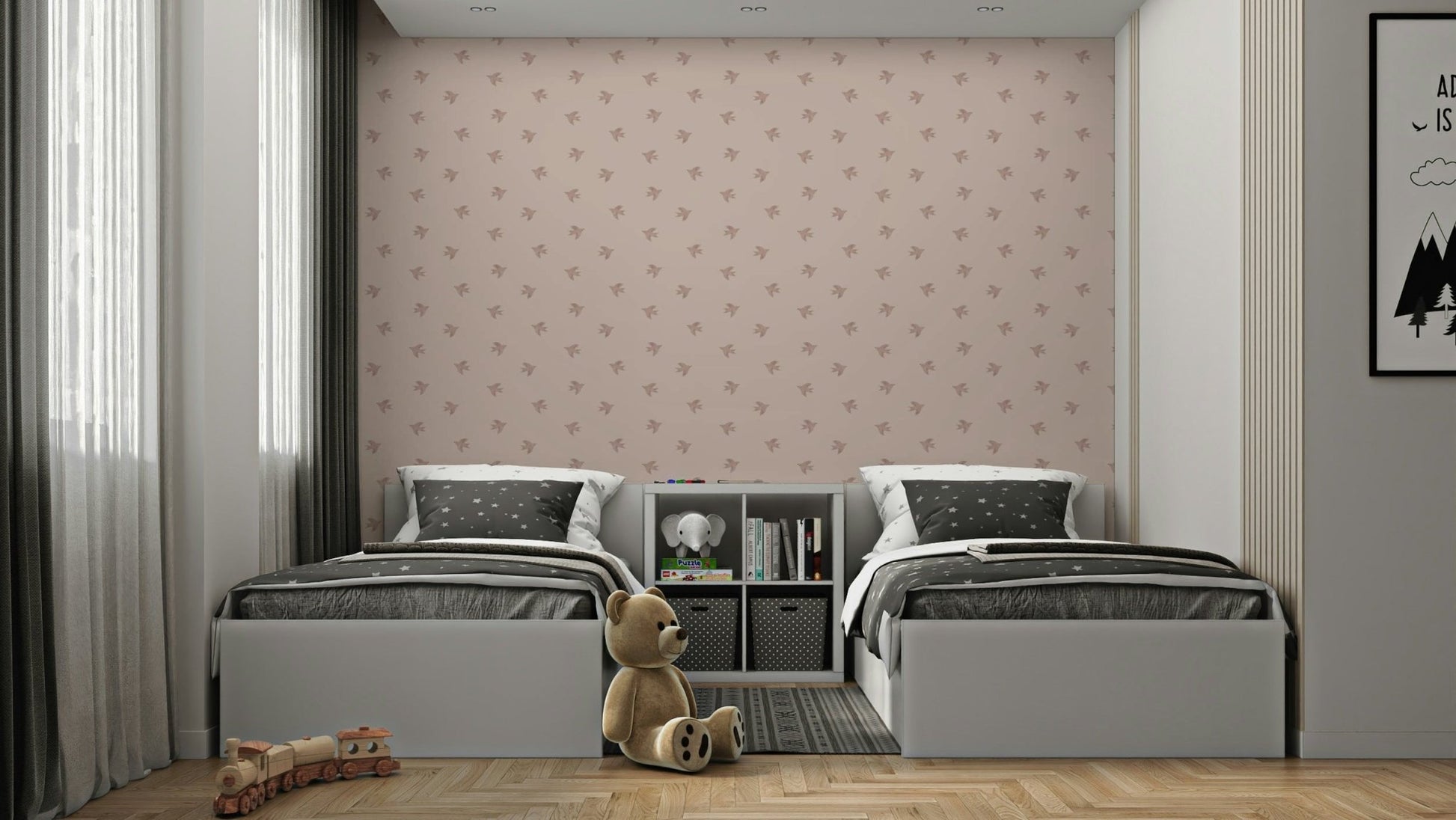 Dreamy nature wallpaper featuring birds and soft hues GD533

