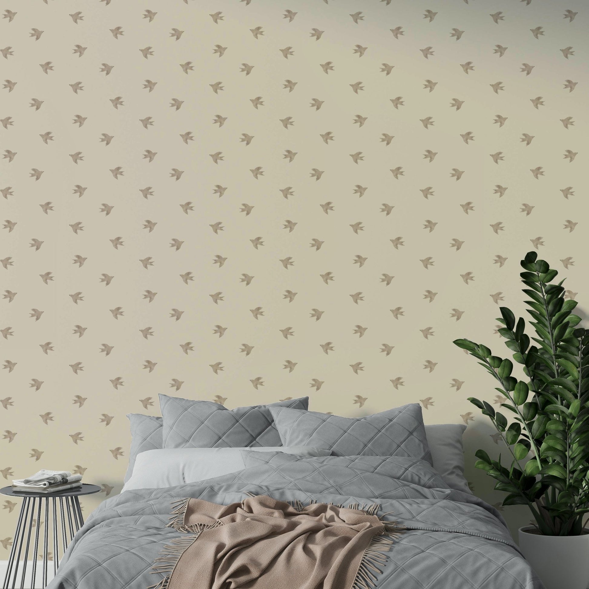 Serene bird-themed wallpaper with soft summer tones

