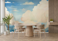 Peaceful cloudscape mural for living room walls, GD1664