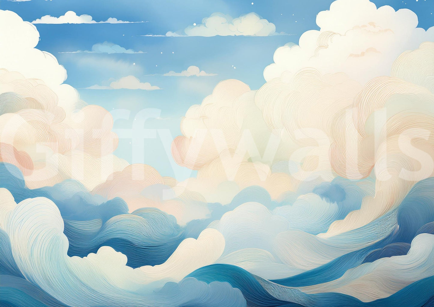 Calm and serene cloud mural for modern spaces, GD1664
