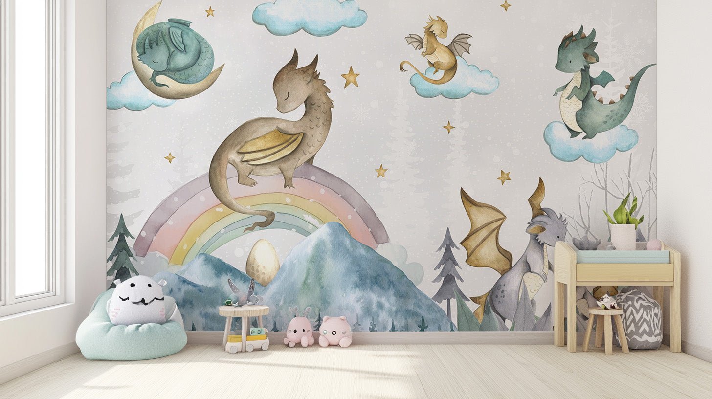 Dreamy Dragon Tales Kids Room Mural B828
