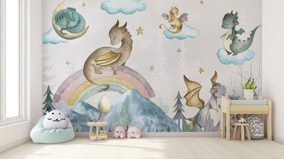 Dreamy Dragon Tales Kids Room Mural B828
