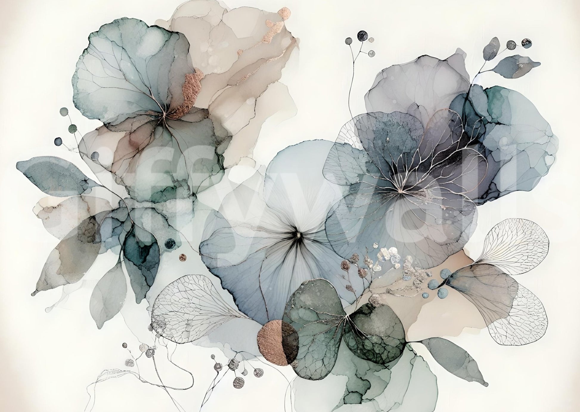 Soft florals mural for a relaxing home decor look.

