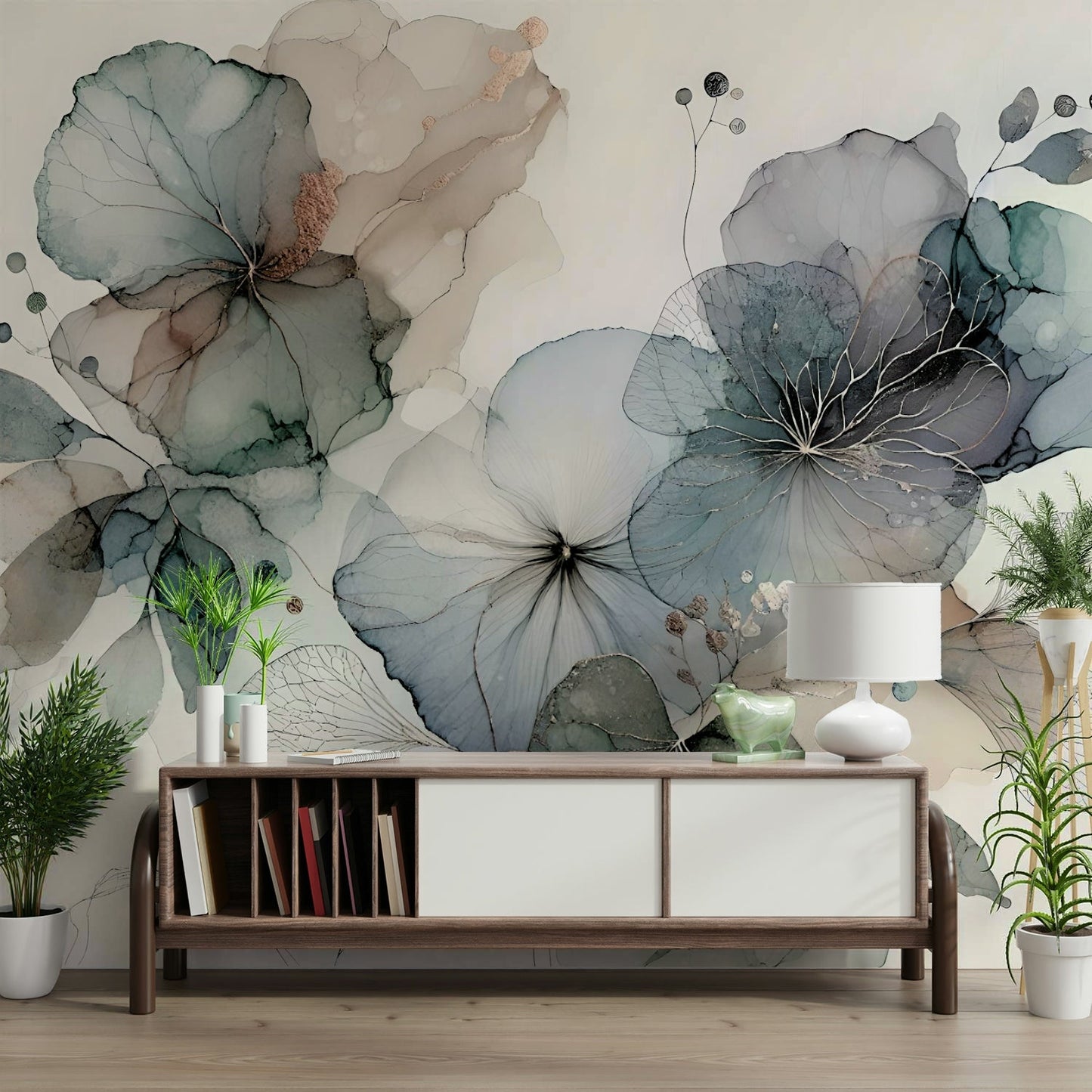 Pastel floral mural for a cozy and calming feel.

