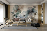 Serene flower mural for a peaceful atmosphere.


