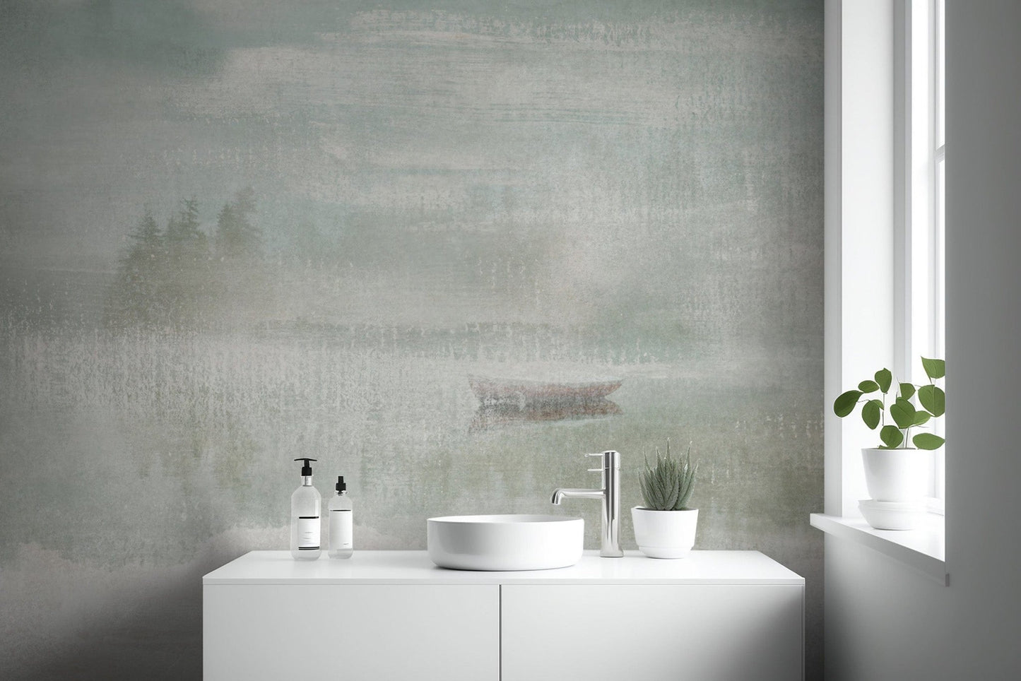 Tranquil Foggy Shore Wallpaper Design B664
