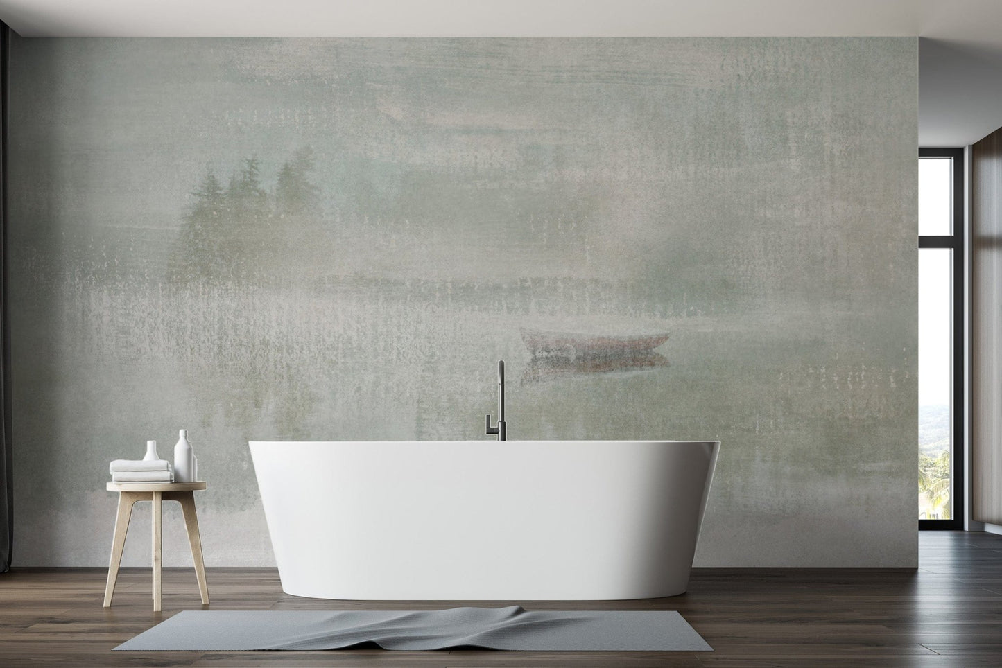 Misty Lake Wall Mural for Serene Spaces
 B664
