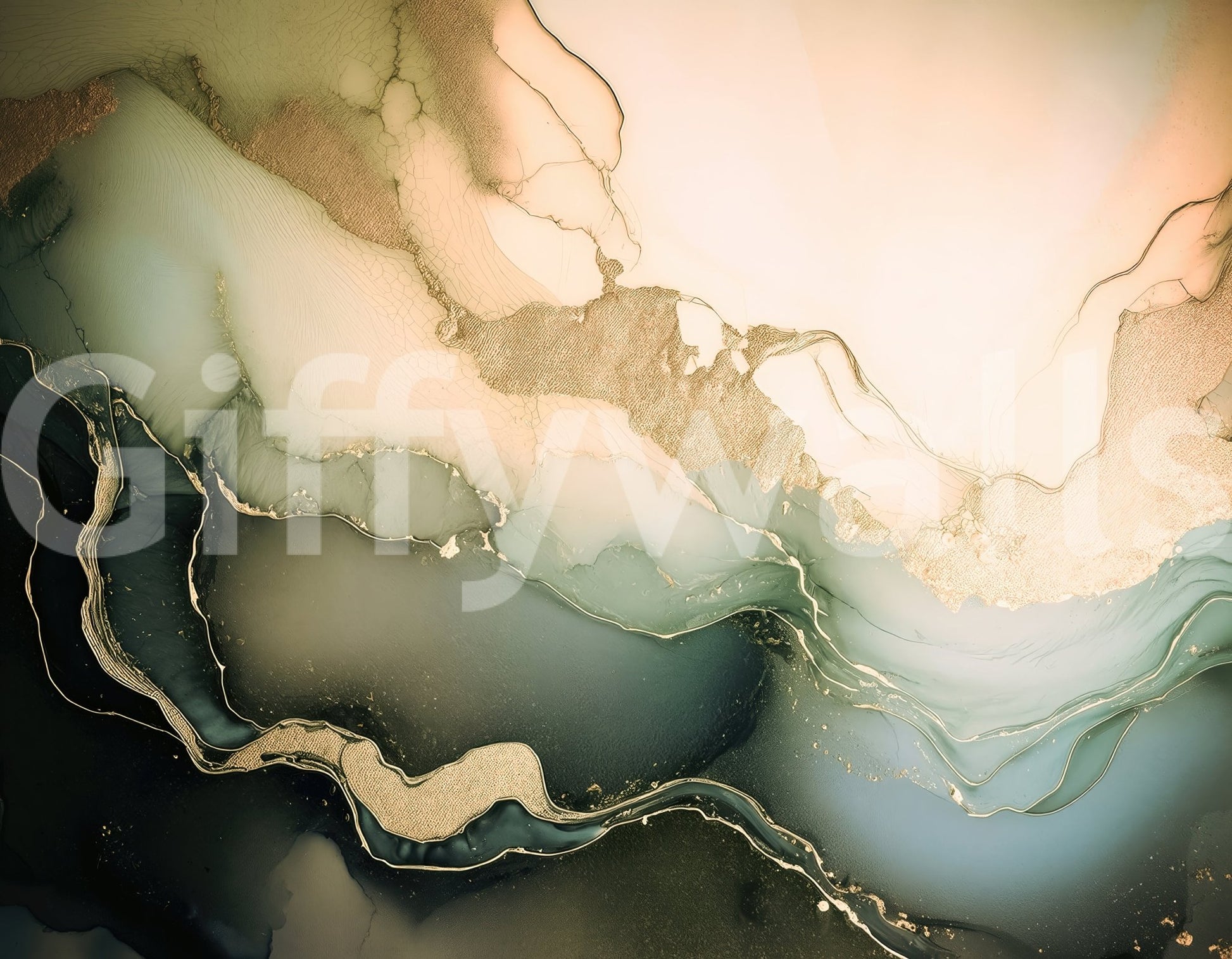 Wall corner view of the layered abstract pattern in the Dreamy Mineral Layers Wall Mural.