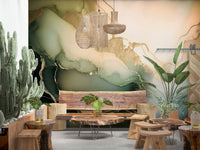 Designer entryway displaying the breathtaking Dreamy Mineral Layers Wall Mural.
