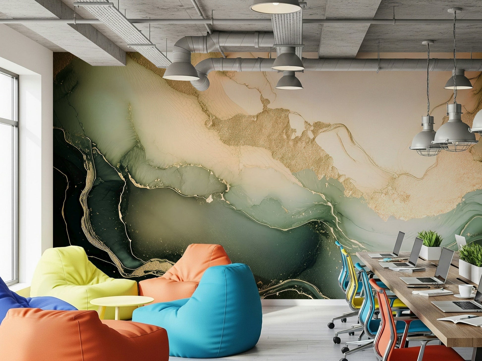 Subtle crystalline texture visible on the artistic Dreamy Mineral Layers Wall Mural.