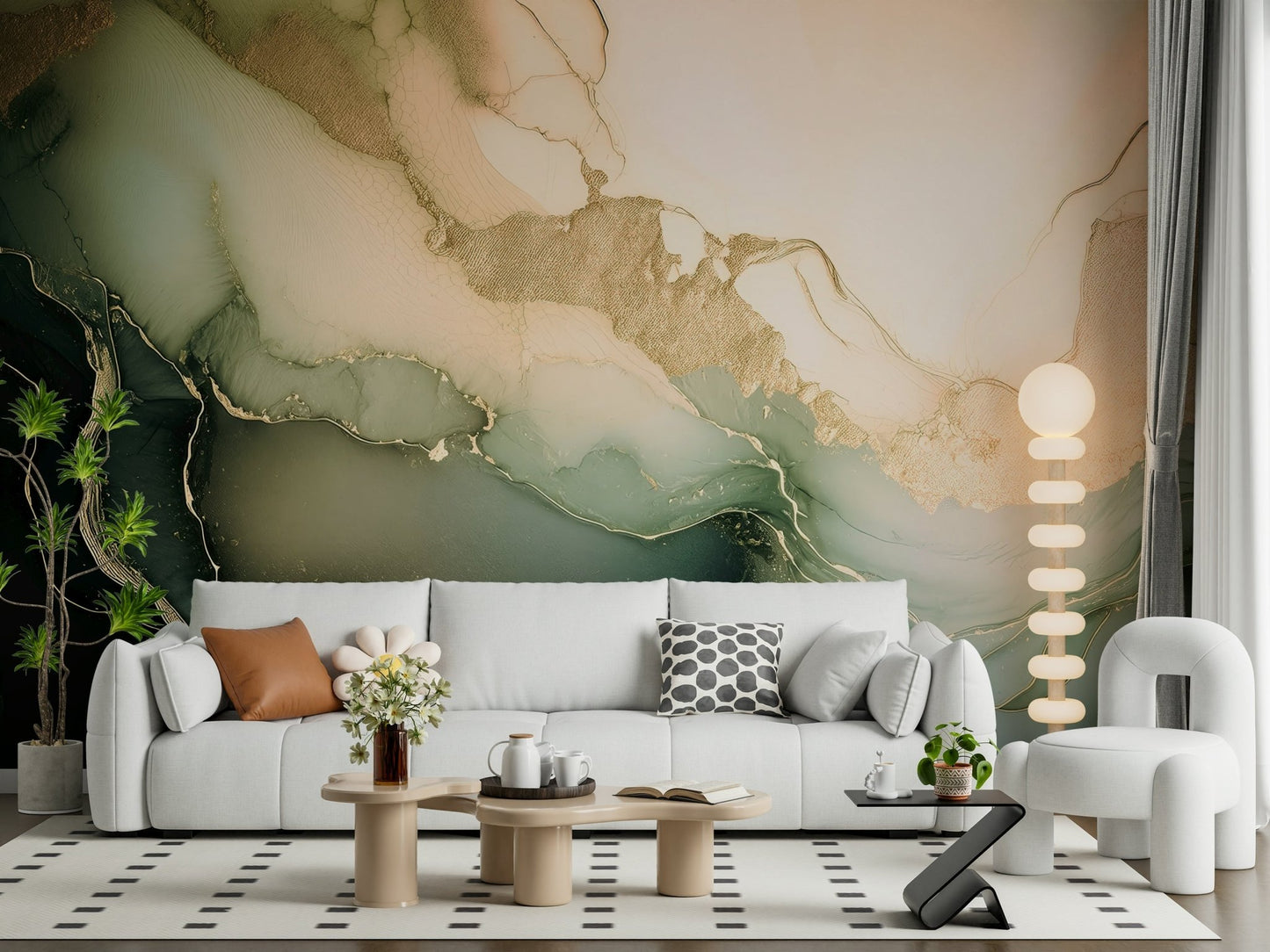 Abstract mineral layers in soft colors of the Dreamy Mineral Layers Wall Mural.