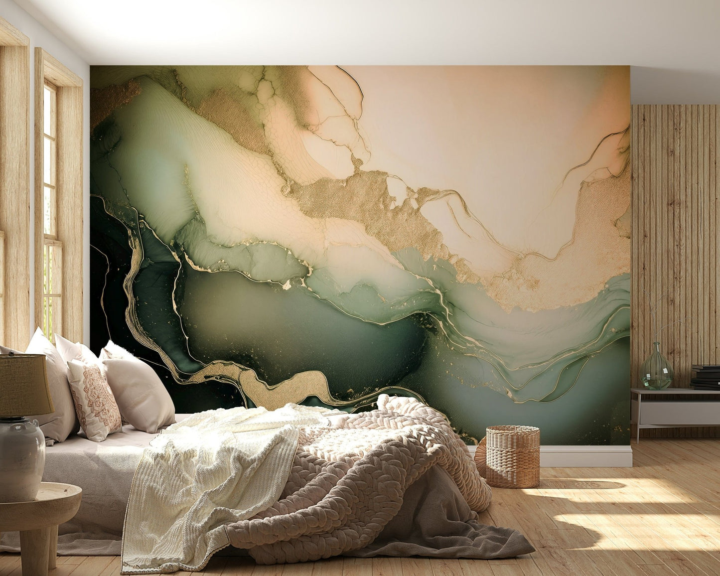 The sophisticated atmosphere created by the Dreamy Mineral Layers Wall Mural.