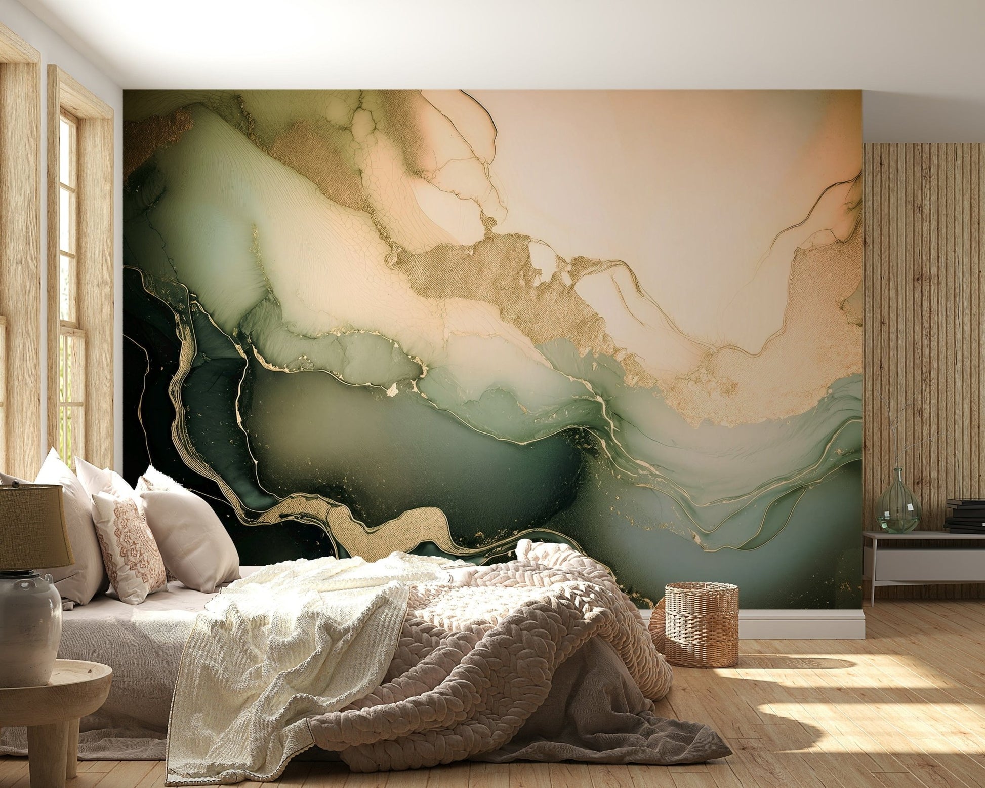 The sophisticated atmosphere created by the Dreamy Mineral Layers Wall Mural.