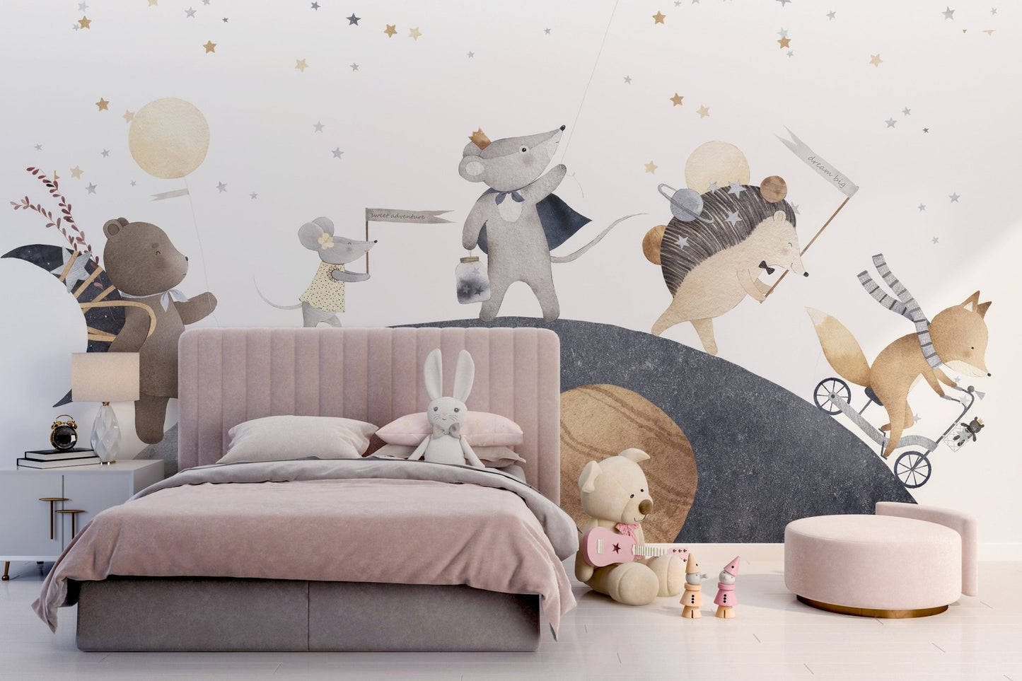 Sleepy Moon and Stars Mural C542
