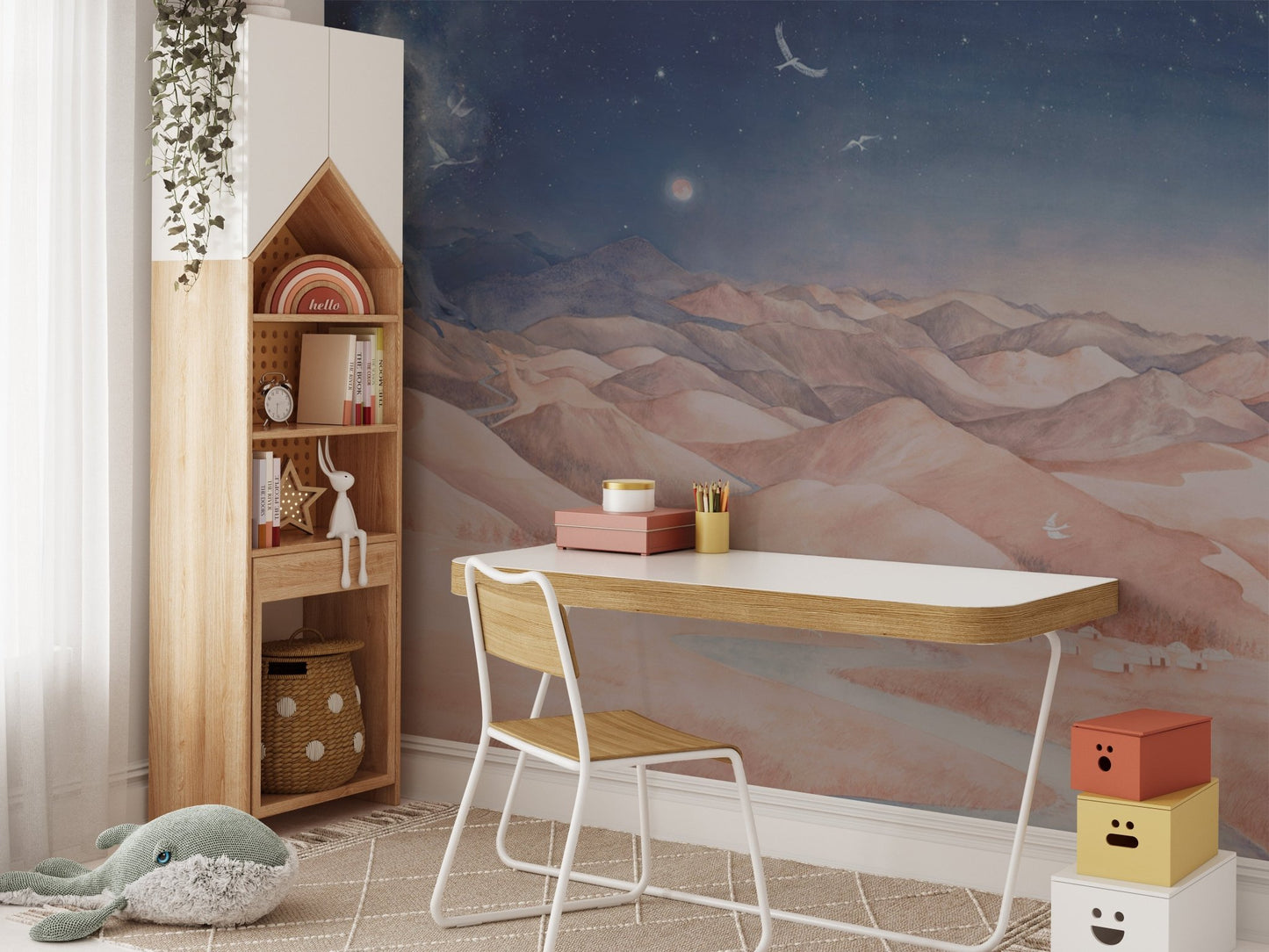 Night sky landscape wallpaper for kids
