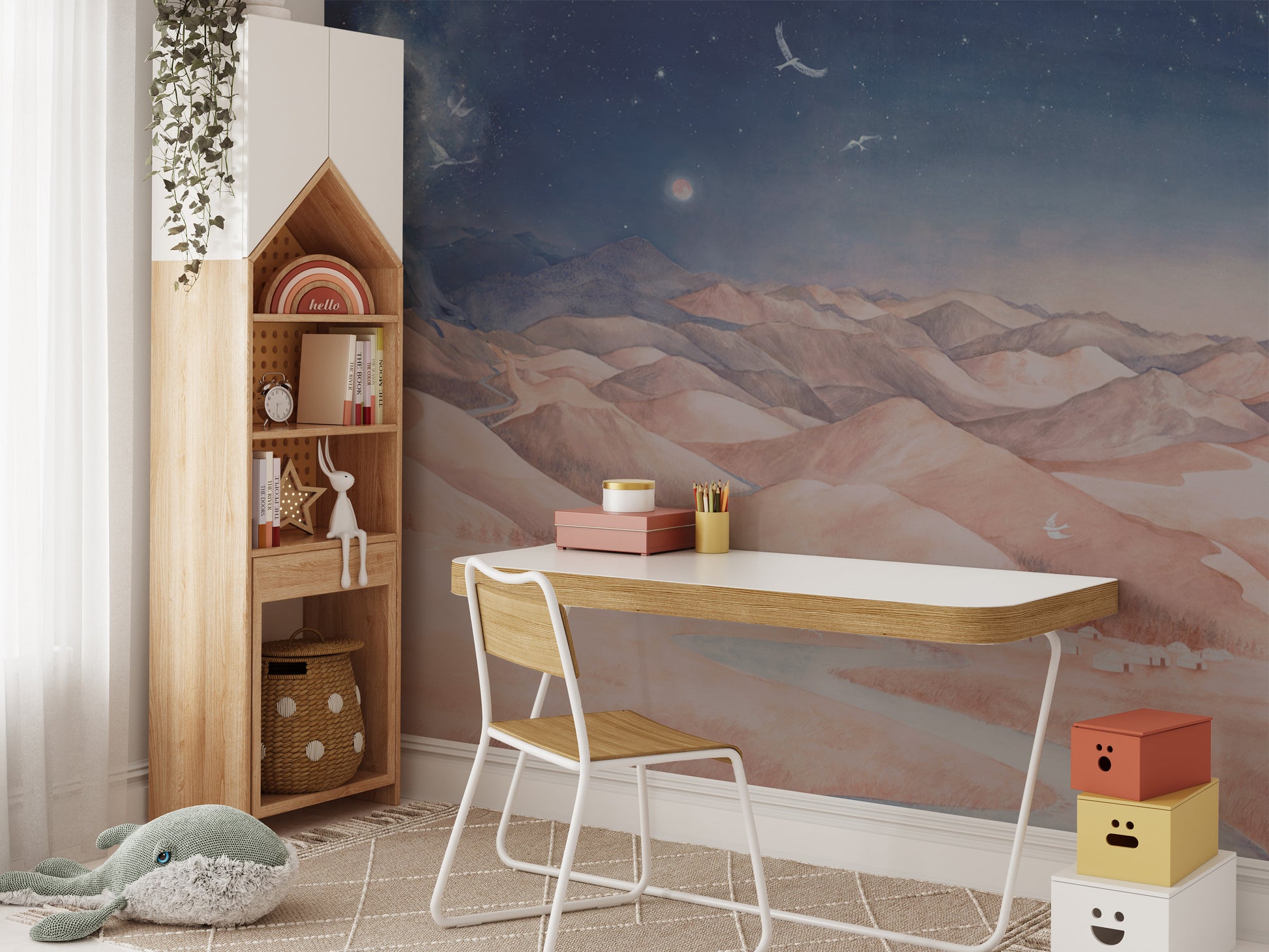 Night sky landscape wallpaper for kids
