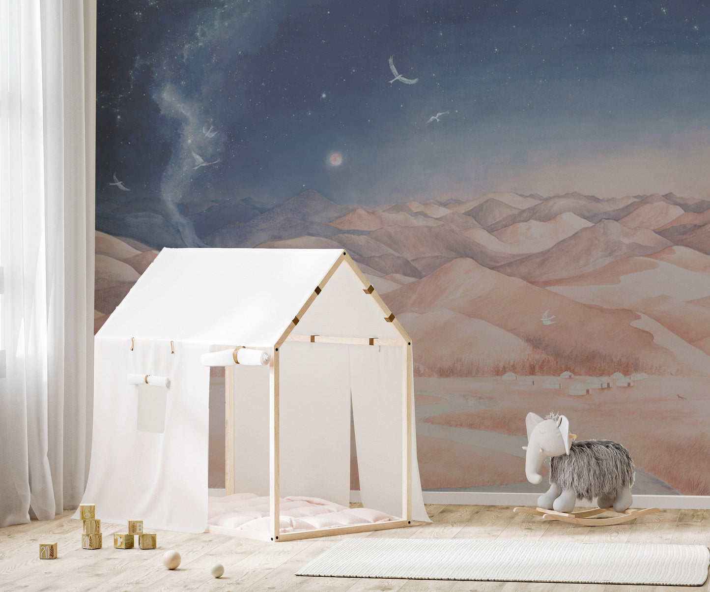 Whimsical night sky wallpaper for walls
