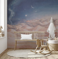 Starry night mountain wallpaper for nursery
