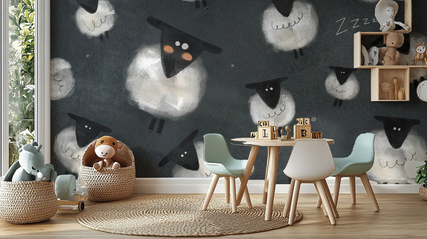 Dark sheep wallpaper for bedroom decor

