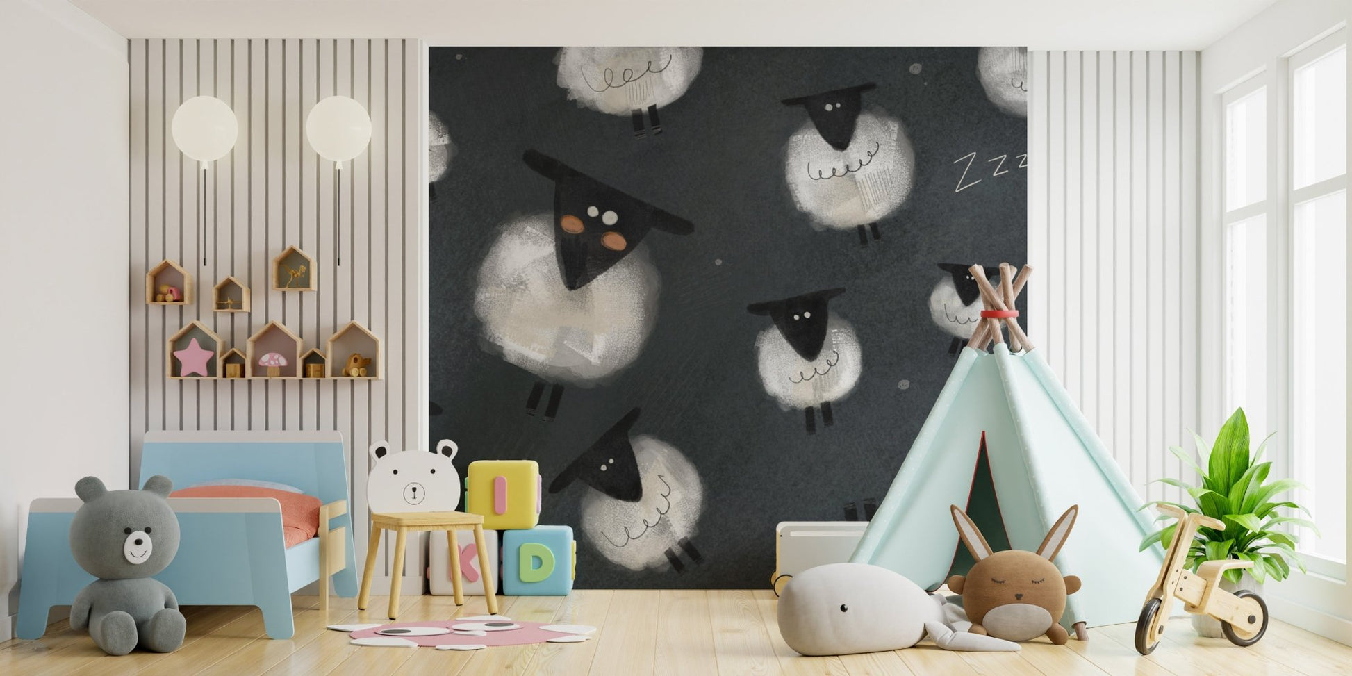 Cute sheep sleep pattern for walls
