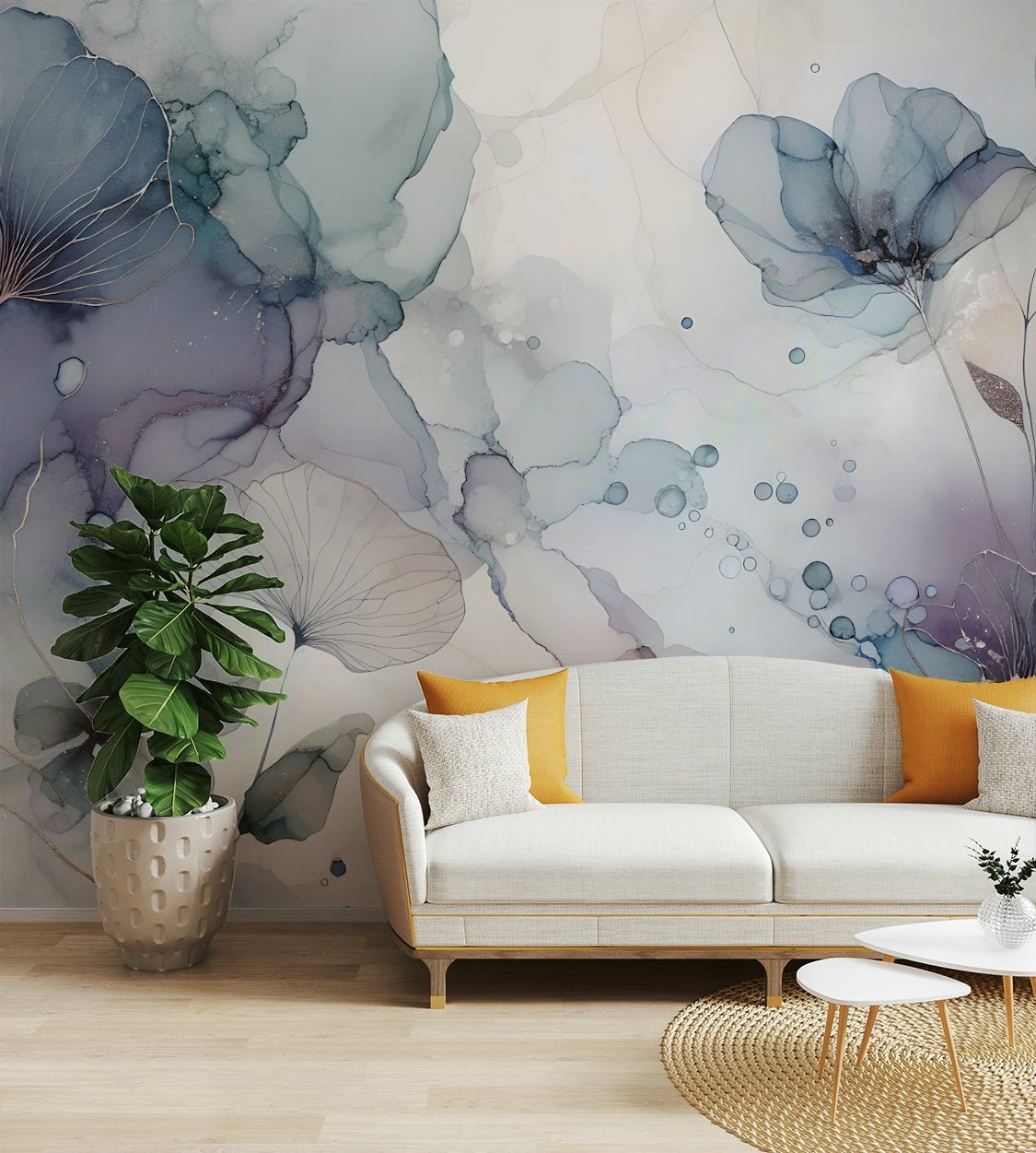 Dreamy Petals 2 wall mural featuring soft floral design