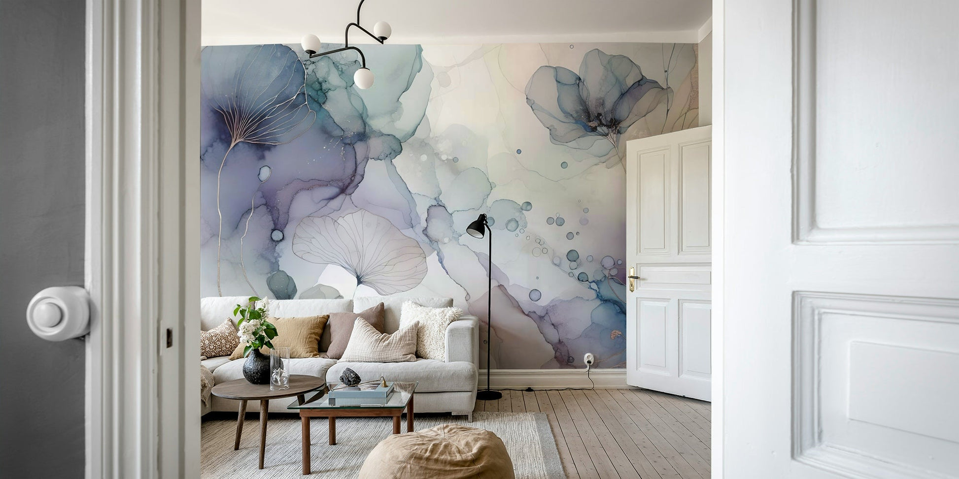 Soft pastel-colored Dreamy Petals 2 mural for walls
