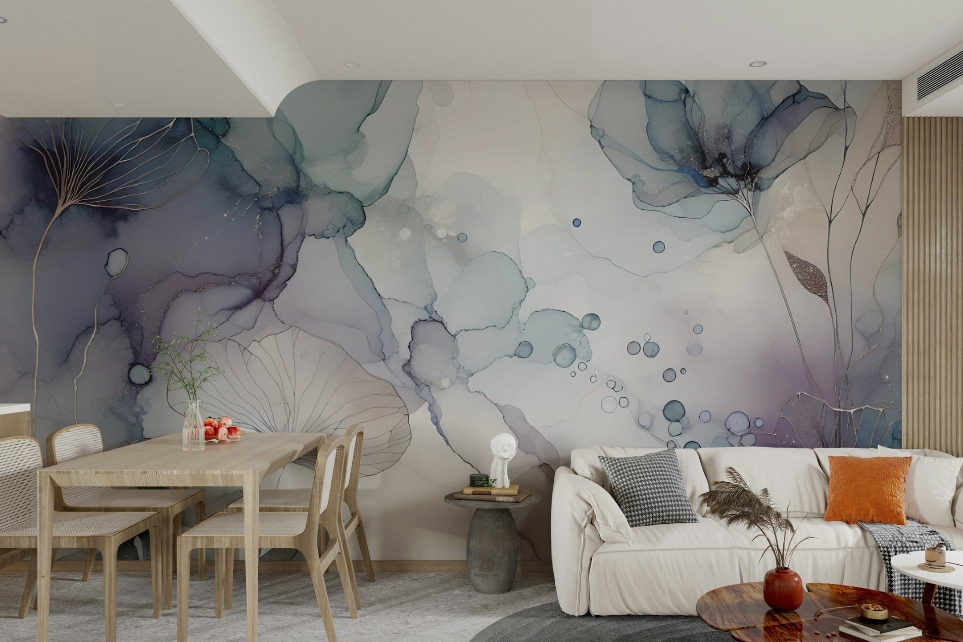 Elegant wall mural Dreamy Petals 2 with floral elements.