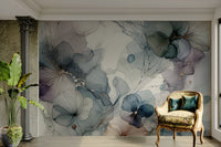 Watercolor-style mural of blooming dreamy florals.

