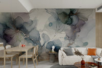 Gentle flower mural with layered, airy textures.

