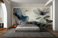 A charming blue botanical mural for stylish wallpaper., GD4578