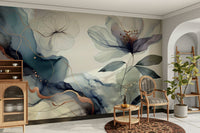 A dramatic botanical wallpaper mural that defines a space., GD4578