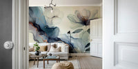 A tasteful sage garden wall mural for a bedroom., GD4578
