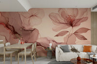 An artistic abstract leaf mural for home decor.

