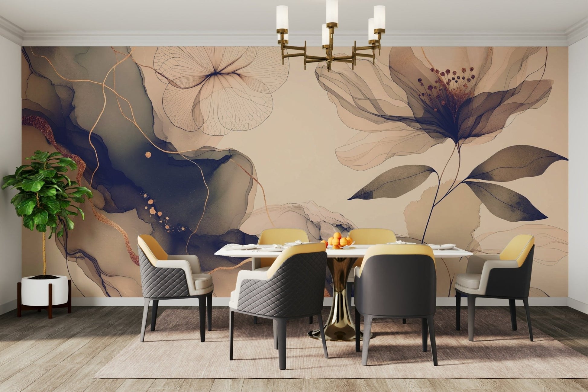 A dramatic dreamscape wallpaper mural that defines a space.

