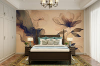 An artistic sepia botanical mural for home decor.

