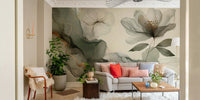 Serene green garden mural for peaceful spaces

