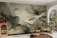 Tranquil sage garden mural design for walls

