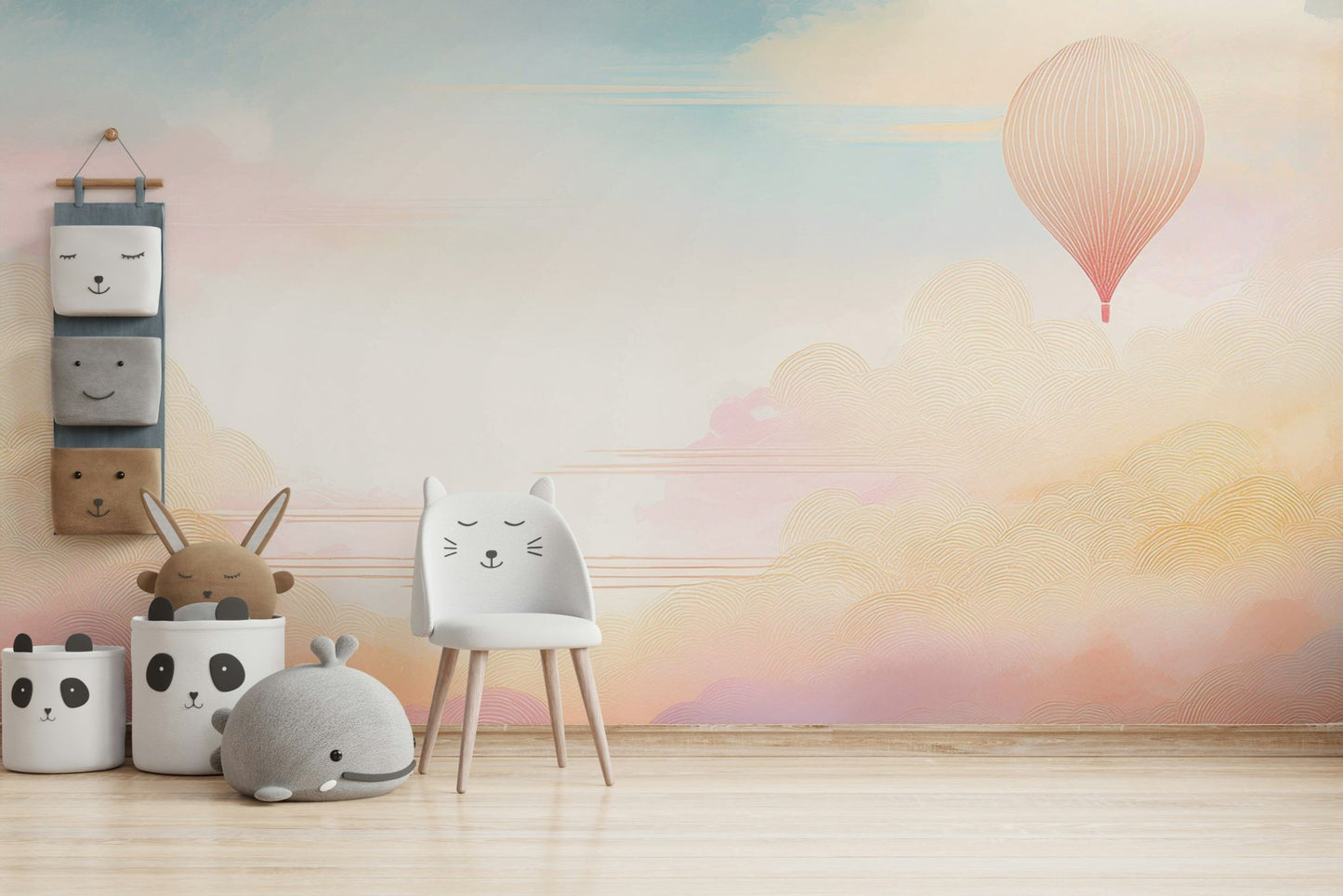 Dreamy Sky Wall Mural with Stars and Soft Clouds, GD1666