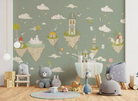 A beautiful modern art wall mural of delicate lines.