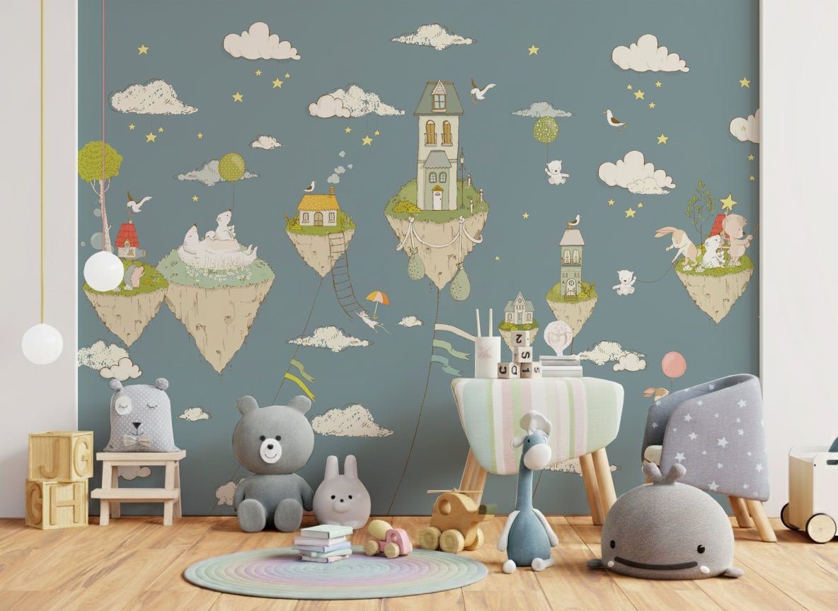 A contemplative gentle cloud wallpaper mural for a feature wall.