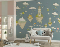 A calming abstract design wallpaper mural that defines a space.