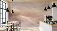 Modern Café featuring Dreamy Sky Warm Sunset Wall Mural in warm sky shades