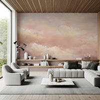 Contemporary lounge with Dreamy Sky Warm Sunset Wall Mural backdrop