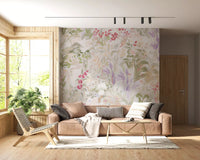 Soft living room mood from the wildflower meadow wall mural at full scaleGD9500