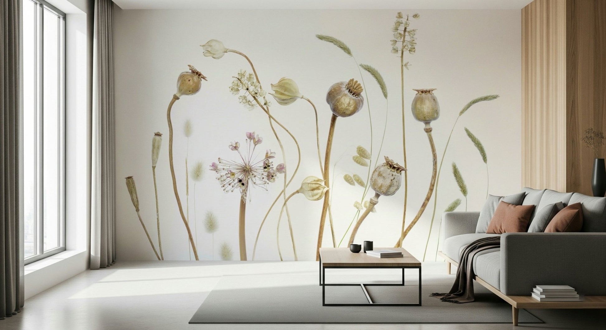 A contemplative muted landscape wallpaper mural for a feature wall.

