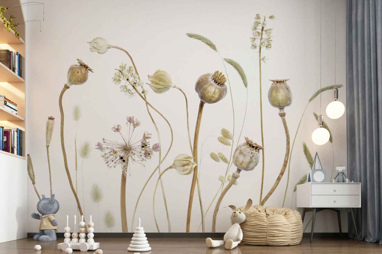 A beautiful modern art wall mural of dry foliage.

