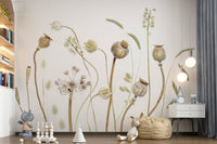 A beautiful modern art wall mural of dry foliage.

