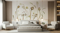 A peaceful natural theme mural on decorative wallpaper.

